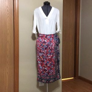 Loft Floral Skirt Midi